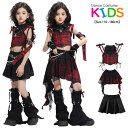 キッズダンス衣装 へそ出し 赤黒チェック 舞台演出服 スカートセット 子供 レザー ダンスウェア ノースリーブき 女の子 お揃い ステージ衣装 かっこいい HIPHOP 舞台服 個性派 K-POP 演出服 練習着 団体服 ステージ衣装 オシャレ 110-180cm