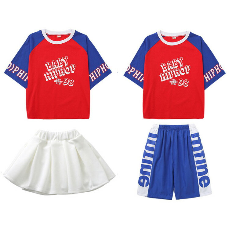 キッズダンス衣装セットアップセットアップ男の子ダンス衣装ガールズチアダンススカートハーフパンツ上下セットキッズダンス衣装ヒップホップ衣装派手競技激安