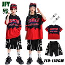 キッズダンス ブラック 赤 黒 レーシング ダンス衣装 子供服 ヒップホップ ダンス衣装 セットアップ ブ 半袖 パンツ ハーフパンツ 単品 セット キッズダン...