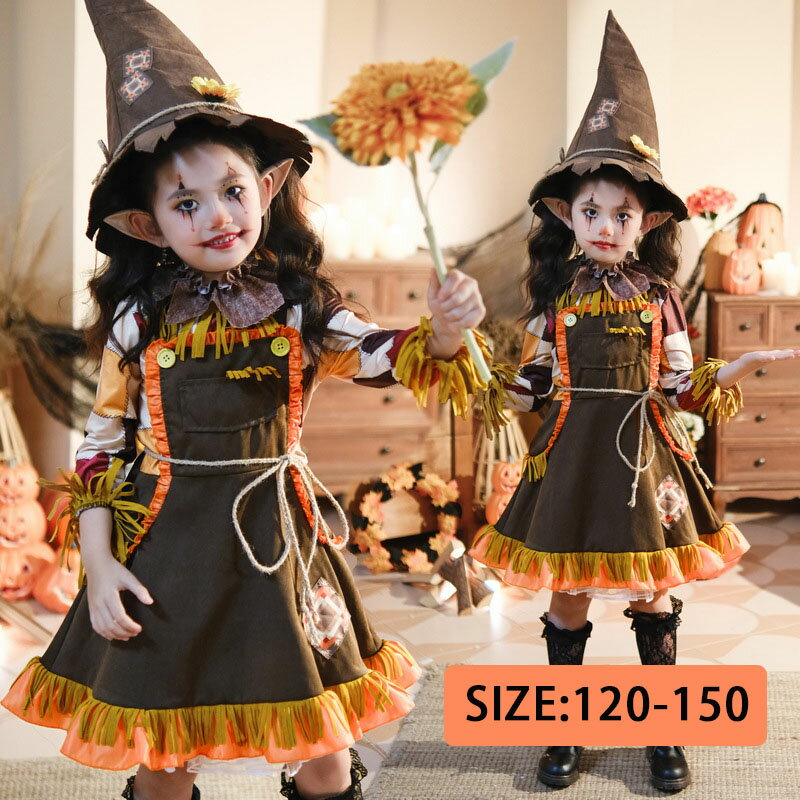 ハロウィン ウィッチ コスプレ 仮装 女の子 子供ドレス 魔女 おばけ 魔法使い 衣装 変装 子供 ワンピー..