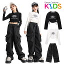 新品 キッズダンス衣装 ガールズ 女の子 へそ出しシャツ かっこいい ヒップホップ キッズダンス衣装 レッスン着 ズボン K-POP 韓国 ジャズダンス k-pop インナーパンツ有り