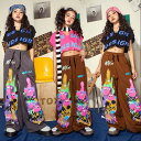 ［夏・新品］キッズダンス衣装 子供服 ヒップホップ hiphop jazz へそ出しシャツ 長ズボン 韓国 K-POP ロックダンス ガールズ ヒップホップ ダンス衣装 ジュニア 発表会 応援団 舞台服 演奏会 人気 舞台効果抜群 おしゃれ