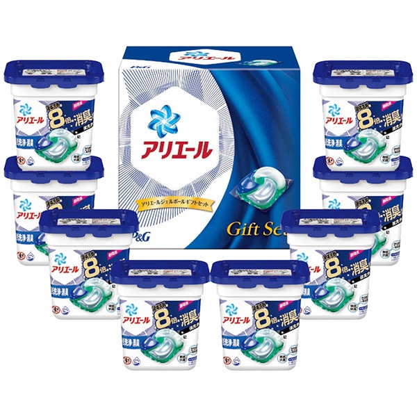 ●商品名/P&G アリエール ジェルボール セット PGAG-50D (2)●商品内容/アリエールジェルボール4D×8個●箱サイズ/約26.4×19.6×26.4cm●重量/2400g●生産国/日本製ポンと入れるだけの簡単お洗濯！！アリエール液体洗剤史上最強の消臭洗浄力のジェルボールギフトセット。※メーカー都合により、デザイン・内容等が変更になる場合がございます。 香典返し専門店 ジャストハートのオンラインショッピング(通信販売)では、香典返しで先様に喜ばれるこだわりのギフトを多数ご用意しております。 今人気のカタログギフトやお買い得商品も多数掲載。数量限定の最大60%OFF商品もございます。のし紙や包装紙など豊富なギフトオプションをご選択可能。企業・法人様の大量注文にも丁寧にご対応させて頂きます。年賀欠礼の喪中ハガキや法要案内ハガキなどの無料印刷サービスや香典帳や名簿の整理も大変便利でお得です。香典返し以外にも様々な用途にご対応いたしますので、何なりとお尋ね下さい。