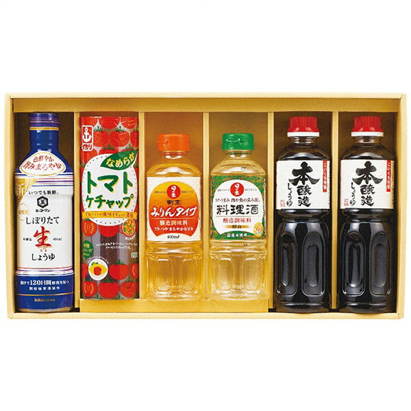 【香典返し 送料無料】 調味料 ギフト キッコーマン 醤油 しぼりたて生しょうゆ 日の出 料理酒 みりん ..