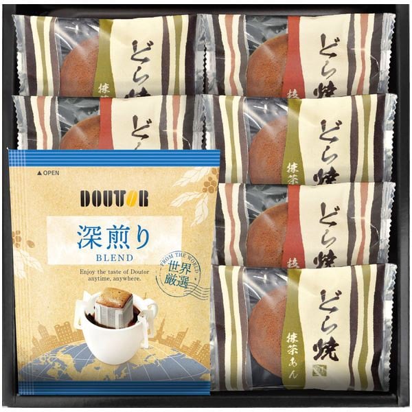 【香典返し 送料無料】 スイーツ ギフト どら焼き お菓子 和菓子 焼き菓子 ドトールコーヒー ドリップ 珈琲 セット 詰め合わせ 個包装 食品 引き出物 四十九日 引出物 お返し 喪中 法事 お供え物 満中陰志 忌明け 49日 挨拶状 粗供養 品物 お礼 DR-15 (28)