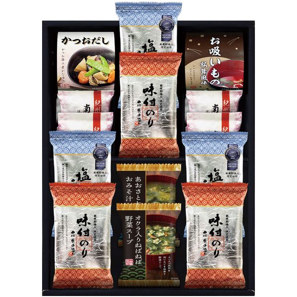 【香典返し 送料無料】 のり 味付け海苔 味付海苔 味のり ギフト 2種 食べ比べ 紀州南高梅 スープ バラエティ セット 詰め合わせ 乾物 ごはんのお供 常温 食品 引き出物 四十九日 引出物 お返し 喪中 法事 お供え物 満中陰志 忌明け 49日 挨拶状 粗供養 品物 お礼 YU-402