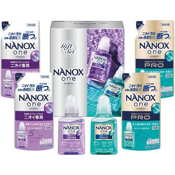 【香典返し 送料無料】 洗剤 ギフト 衣類洗剤 洗濯用洗剤 液体洗剤 本体 詰め替え ライオン ナノックスワン セット 詰め合わせ 日用品 消耗品 引き出物 四十九日 引出物 お返し 喪中 法事 お供え物 満中陰志 忌明け 49日 挨拶状 粗供養 品物 お礼 LND-30