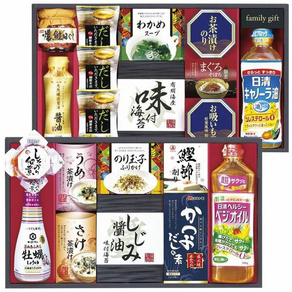 【香典返し 送料無料】 調味料 ギフト 味付海苔 鰹節 スープ 味噌汁 ふりかけ 日清オイリオ 食用油 しょうゆ 佃煮 瓶詰 セット 詰め合わせ 引き出物 四十九日 引出物 お返し 喪中 法事 お供え物 満中陰志 忌明け 49日 挨拶状 粗供養 品物 お礼 NSO-100