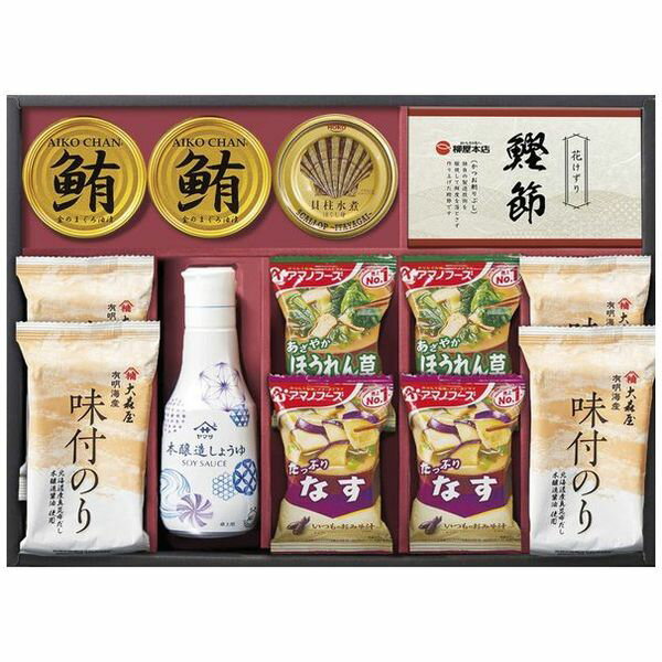 【香典返し 送料無料】 調味料 ギフト 醤油 ヤマサ 味付のり 味付海苔 鰹節 味噌汁 缶詰 セット 詰め合わせ ヤマサ 大森屋 惣菜 食品 食べ物 引き出物 四十九日 引出物 お返し 喪中 法事 お供え物 満中陰志 忌明け 49日 挨拶状 粗供養 品物 お礼 NYO-EO