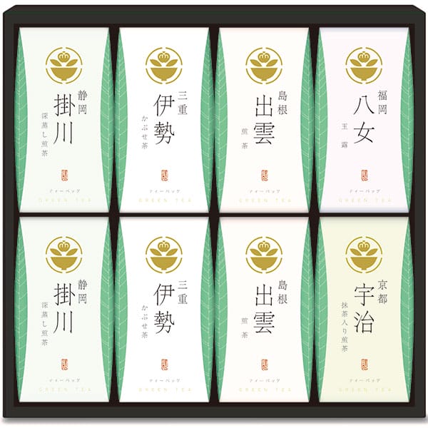 ●商品名/日本茶 茶水詮 詰合せ●商品内容/福岡 八女玉露ティーバッグ(3g×5P)・京都 宇治抹茶入ティーバッグ(4g×5P)×各1、静岡 掛川深蒸し煎茶ティーバッグ(5g×5P)・三重 伊勢かぶせ茶ティーバッグ(5g×5P)・島根 出雲煎茶ティーバッグ(5g×5P)×各2●箱サイズ/約29.5×30.8×5.3cm●賞味期限/製造日より1年全国各地のお茶の名産地から、選りすぐられた銘茶をセットしました。茶の国めぐりをお楽しみ下さい。※メーカー都合により、デザイン・内容等が変更になる場合がございます。 香典返し専門店 ジャストハートのオンラインショッピング(通信販売)では、香典返しで先様に喜ばれるこだわりのギフトを多数ご用意しております。 今人気のカタログギフトやお買い得商品も多数掲載。数量限定の最大60%OFF商品もございます。のし紙や包装紙など豊富なギフトオプションをご選択可能。企業・法人様の大量注文にも丁寧にご対応させて頂きます。年賀欠礼の喪中ハガキや法要案内ハガキなどの無料印刷サービスや香典帳や名簿の整理も大変便利でお得です。香典返し以外にも様々な用途にご対応いたしますので、何なりとお尋ね下さい。