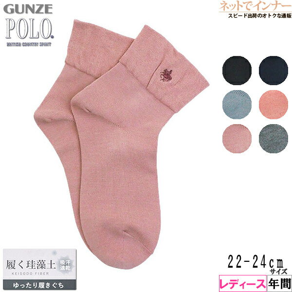 Rakuten - GUNZE(グンゼ)POLO(ポロ) レディース ソックス 履く珪藻土 ゆったり履きぐち 年間 PBX604[22-24サイズ]