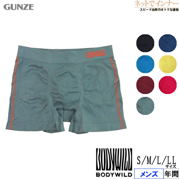 GUNZE(グンゼ)BODYWILD メンズ ボクサーパンツ(前とじ) 3D-BOXER サイドライン 年間 BWS852A[S、M、L、LLサイズ]