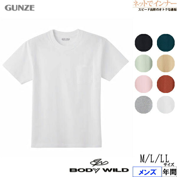 GUNZE(グンゼ)BODYWILD メンズ ポケット付ヘビーウェイトTシャツ 綿100% 年間 BW5214