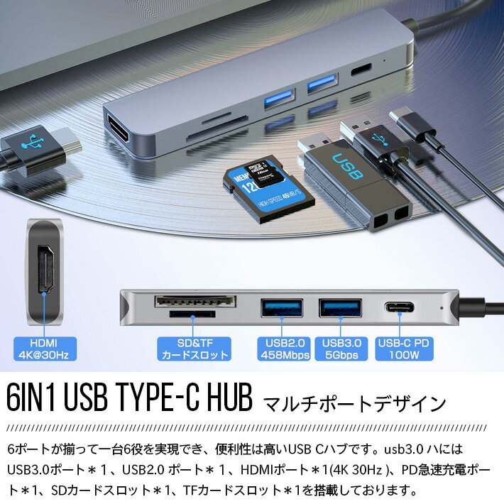 �ʲ��� USB C �ϥ� 6in1 USB Type C �ϥ� 4K HDMI���� PD �����б� USB3.0 �ϥ� SD/Micro SD �����ɥ꡼���� MacBook/MacBook Pro/Air/ChromeBook���б� ϻ�����ݾ�