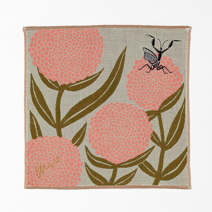 森田miw morita miw ガーゼハンカチ 花とカマキリ 柄 ハンドタオル ギフト