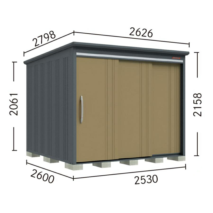 B-K2526 BELOS ヴェロス 間口253cm 奥行260cm 高さ215.8cm 豪雪型 結露減少屋根 背面棚タイプ ベロス デザイン物置 タクボ物置(4)