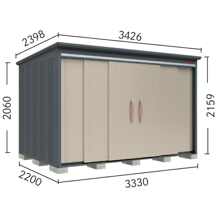 B-Z3322N BELOS ヴェロス 間口333cm 奥行220cm 高さ215.9cm 一般型 結露減少屋根 棚なしタイプ ベロス デザイン物置 タクボ物置