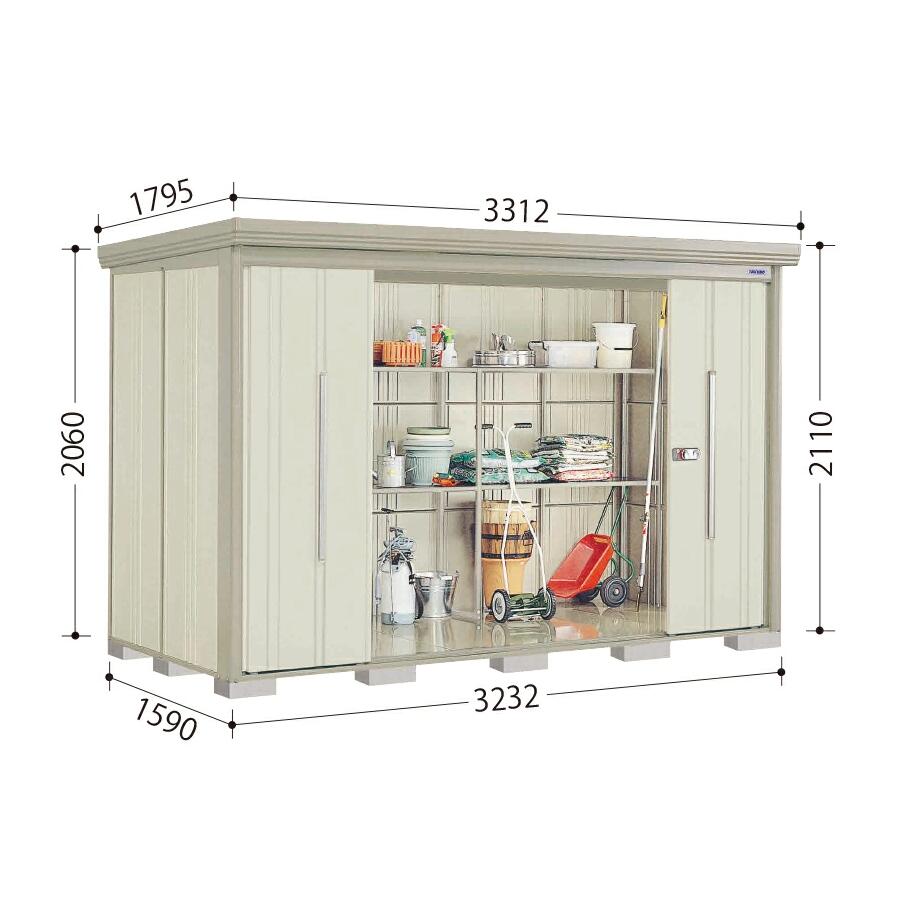 ND-Z3215Y mr. ストックマン ダンディ 間口323.2cm 奥行159cm 高さ211cm 側面棚タイプ 一般型 結露減少屋根 中・大型物置 タクボ物置