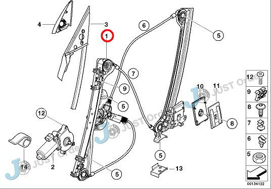 【BMW】Z4　E85/E86 左前パワーウィンドーレギュレーター/純正品