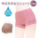 吸湿発熱起毛ショーツ2色組 軽失禁 失禁ショーツ 失禁パンツ レディース 下着 尿モレ 安心ショーツ あったか 吸湿発熱繊維 起毛 一分丈 ストレッチレース フ...