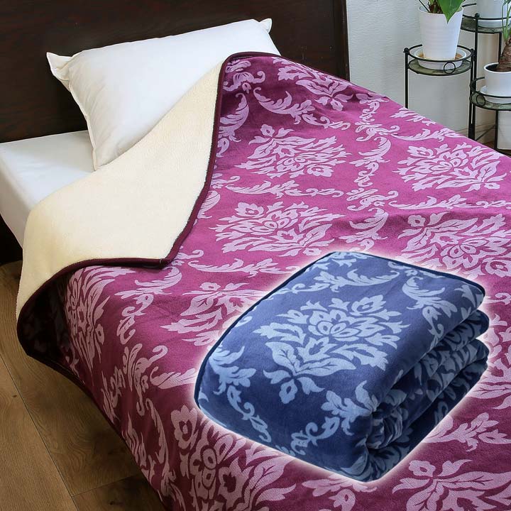 乐天商城 - オーナメント柄暖か毛布 寝具 あったか寝具 あったか毛布 合わせ毛布 シングルサイズ フランネル シープ調 中綿入り 暖か ボリューム 軽い 洗える 掛け毛布