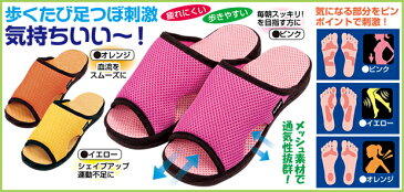 ガチ押し健康ルームサンダルふみっぱ ルームシューズ スリッパ 疲れない 足つぼ 健康サンダル 足ツボ 足裏 指圧 室内履き 脚 履物 内履き 疲れ ピンク イエロー オレンジ 健康ルームサンダル ふみっぱ