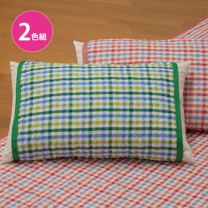 乐天商城 - 【枕パッド 2色組】綿100％サッカー 寝具 枕カバー ピローカバー 綿 コットン100 サッカー生地 まくら パッド カバー 洗える 丸洗い チェック柄【メーカー直送】