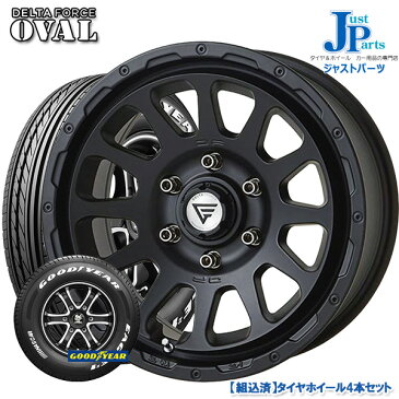 送料無料 215/65R16 109/107グッドイヤー ナスカー GOODYEAR NASCAR ホワイトレター新品 サマータイヤ ホイール4本セットデルタフォース オーバルDELTA FORCE OVAL16インチ 7.0J 6H139.7マットブラックハイエース