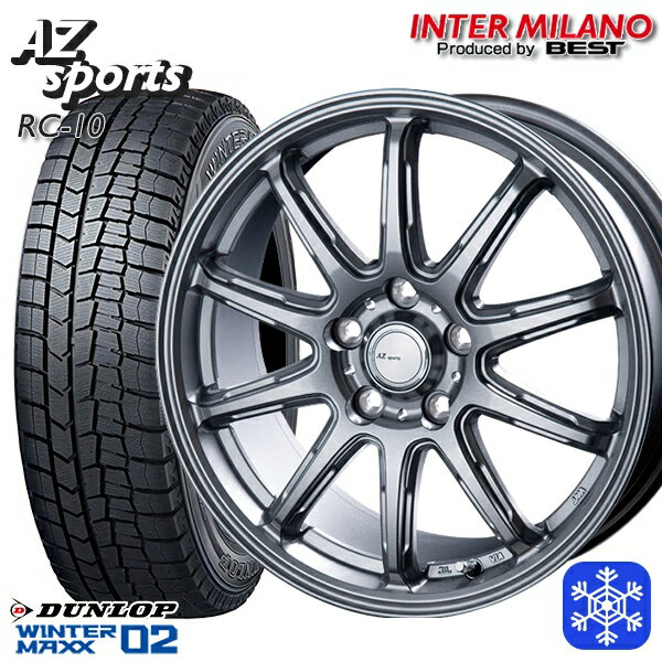 215/50R17 95T マツダ3 セレナ 2023年製 ダンロップ ウィンターマックス WM02 ■ インターミラノ AZ-Sports RC10 シルバー 17インチ 7.0J 5H114.3 送料無料 冬タイヤホイール4本セット