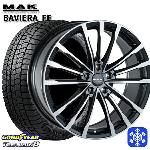 215/60R17 BMW U06用 2024〜2025年製 グッドイヤー アイスナビ8 NAVI8 MAK BAVIERA FF ガンメタリックミラー 17インチ 7.5J 5H112 +48 送料無料 冬タイヤホイール4本セット