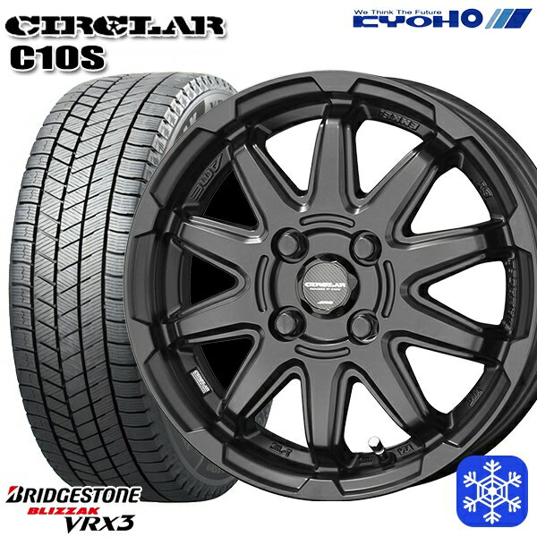 【取付対象】165/55R14 モコ ルークス 2022〜2023年製 ブリヂストン ブリザック VRX3 KYOHO サーキュラー C10S MB 14インチ 4.5J 4穴 100 スタッドレスタイヤホイール4本セット 送料無料