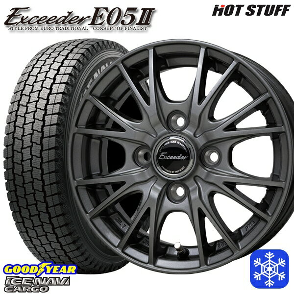 145R12 6PR （145/80R12） 2024〜2025年製 グッドイヤー アイスナビカーゴ HotStuff エクシーダー E05II DS 12インチ 4.0J 4H100 送料無料 冬タイヤホイール4本セット