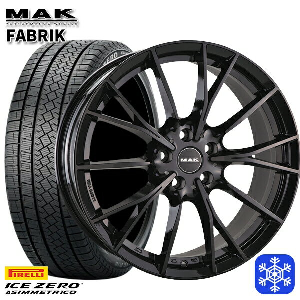 【取付対象】205/55R16 BMW F40 F44用 2022〜2023年製 ピレリ アイスゼロアシンメトリコ MAK FABRIK グロスブラック 16インチ 7.0J 5H112 +52 スタッドレスタイヤホイール4本セット 送料無料