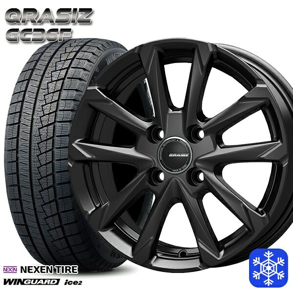 【取付対象】155/65R13 モコ ルークス 2022年製 ネクセン WINGUARD ice2 クレイシズ GC36F グロスブラック 13インチ 4.0J 4穴 100 スタッドレスタイヤホイール4本セット 送料無料