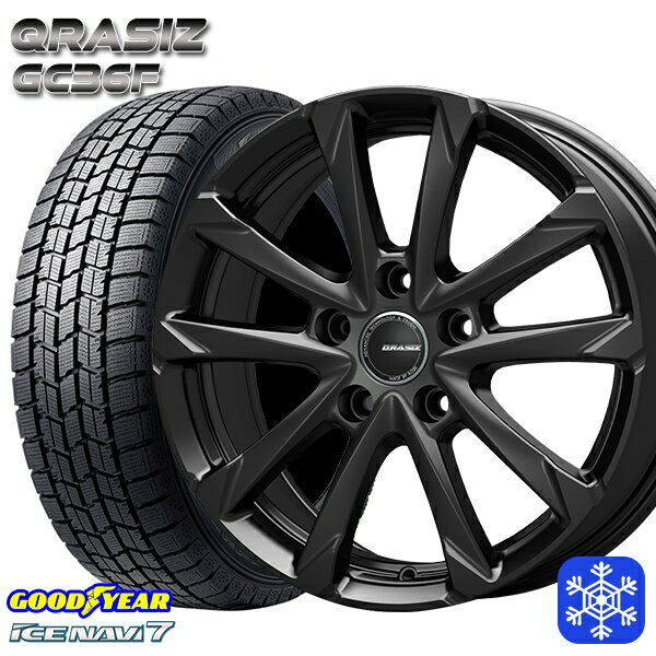 【取付対象】205/60R16 ウィッシュ エクシーガ 2023年製 グッドイヤー アイスナビ7 クレイシズ GC36F グロスブラック 16インチ 6.0J 5穴 100 スタッドレスタイヤホイール4本セット 送料無料