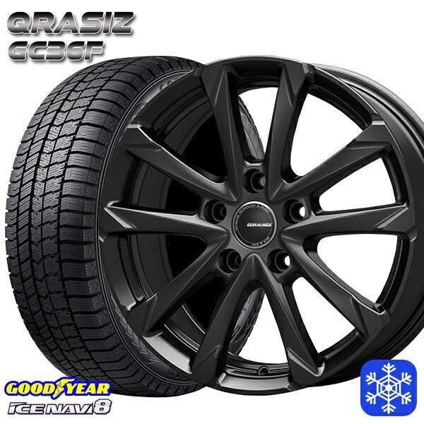 【取付対象】205/55R17 ノア ヴォクシー 2022〜2023年製 グッドイヤー アイスナビ8 クレイシズ GC36F グロスブラック 17インチ 7.0J 5穴 114.3 スタッドレスタイヤホイール4本セット 送料無料