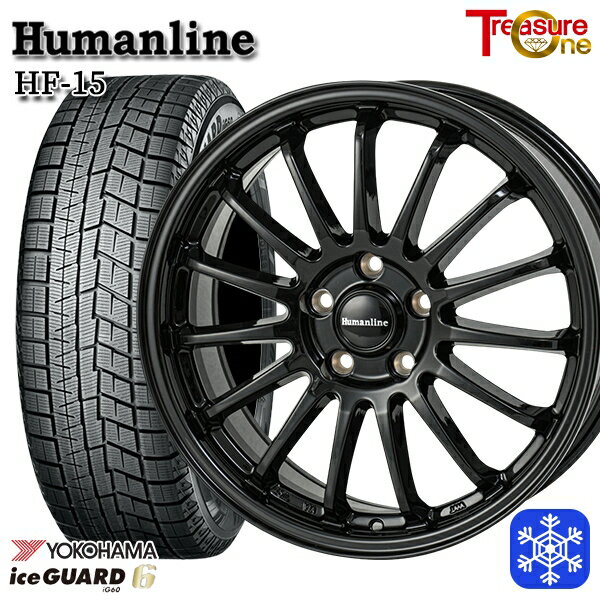 215/60R16 フォレスター レガシィ 2023〜2024年製 ヨコハマ アイスガード IG60 トレジャーワン ヒューマンライン HF15 BK 16インチ 6.5J 5H100 送料無料 冬タイヤホイール4本セット