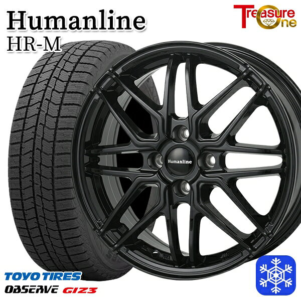 165/60R15 ハスラー ソリオ 2024〜2025年製 トーヨー オブザーブ ギズ3 トレジャーワン ヒューマンライン HRM BK 15インチ 4.5J 4H100 送料無料 冬タイヤホイール4本セット