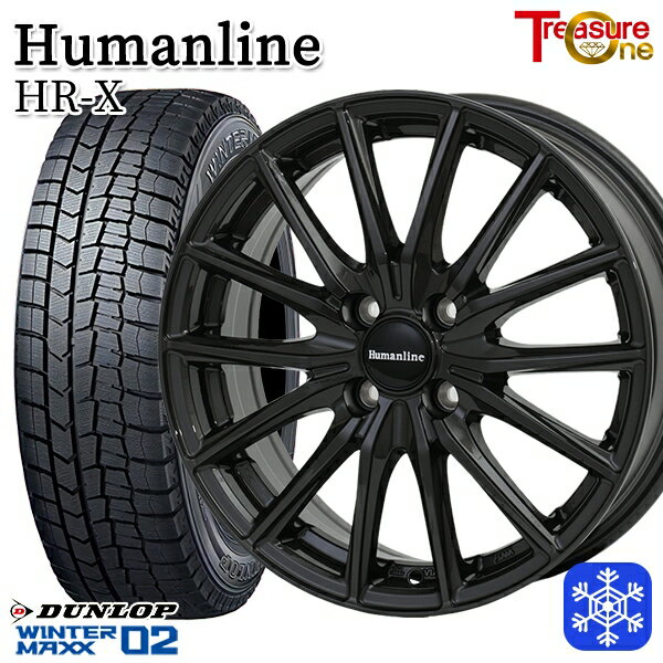 145/80R13 モコ タント ミラ ムーヴ 2023年製 ダンロップ ウィンターマックス WM02 トレジャーワン ヒューマンライン HRX TB 13インチ 4.0J 4H100 送料無料 冬タイヤホイール4本セット