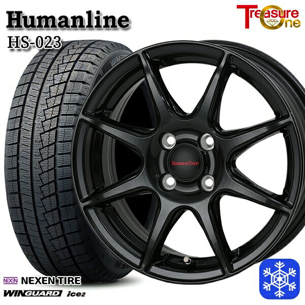 【取付対象】155/65R13 モコ ルークス 2022年製 ネクセン WINGUARD ice2 トレジャーワン ヒューマンライン HS023 ブラック 13インチ 4.0J 4穴 100 スタッドレスタイヤホイール4本セット 送料無料