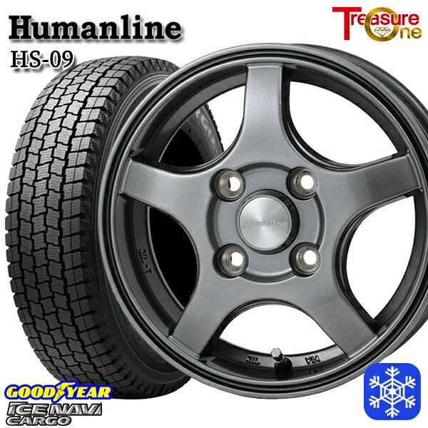 145R12 6PR （145/80R12） 2024〜2025年製 グッドイヤー アイスナビカーゴ トレジャーワン ヒューマンライン HS09 DG 12インチ 3.5J 4H100 送料無料 冬タイヤホイール4本セット