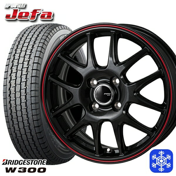 145/80R12 80/78N 2024〜2025年製 ブリヂストン W300 MONZA JPスタイル ジェファ BK 12インチ 3.5J 4H100 送料無料 冬タイヤホイール4本セット