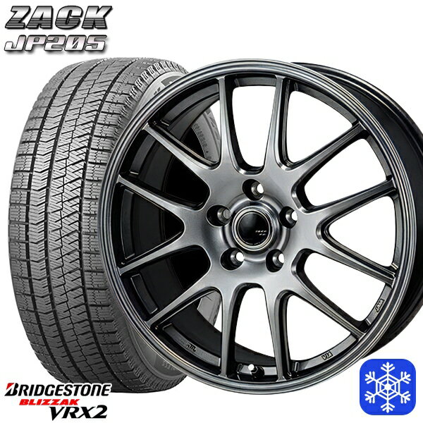 【取付対象】215/45R17 プリウス レガシィ 2022〜2023年製 ブリヂストン ブリザック VRX2 MONZA ZACK ザック JP205 ブラックシルバー 17インチ 7.0J 5穴 100 スタッドレスタイヤホイール4本セット 送料無料