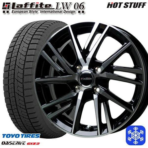 【取付対象】165/70R14 デミオ アクア スペイド 2022〜2023年製 トーヨー オブザーブ ギズ2 HotStuff ラフィット LW06 BK/P 14インチ 5.5J 4穴 100 スタッドレスタイヤホイール4本セット 送料無料