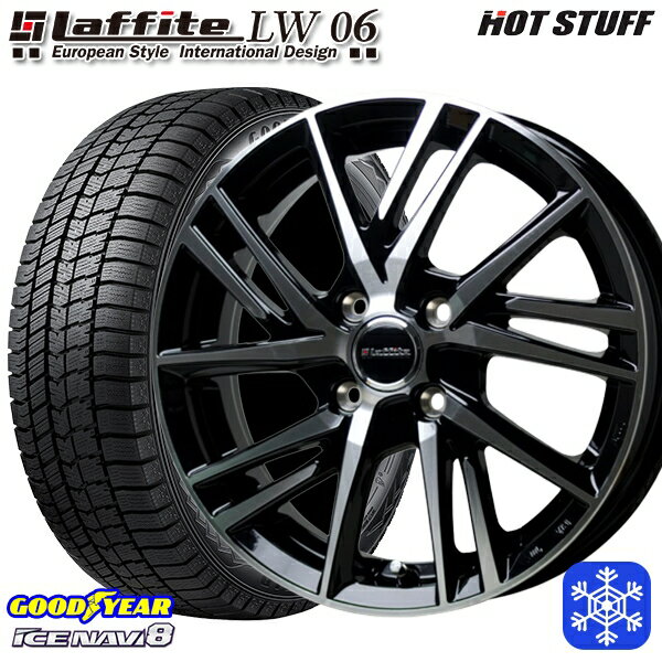 【取付対象】175/65R14 ヴィッツ デミオ 数量限定 2021年製 グッドイヤー アイスナビ8 HotStuff ラフィット LW06 BK/P 14インチ 5.5J 4穴 100 スタッドレスタイヤホイール4本セット 送料無料