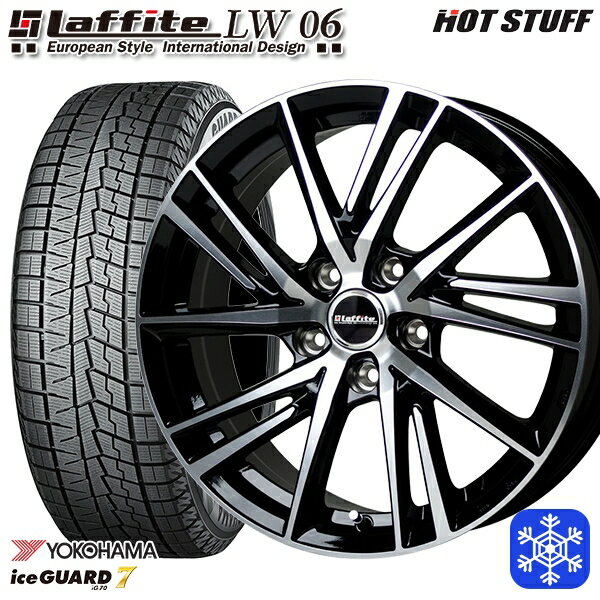 【取付対象】205/55R17 ノア ヴォクシー 2021〜2022年製 ヨコハマ アイスガード IG70 HotStuff ラフィット LW06 BK/P 17インチ 7.0J 5穴 114.3 スタッドレスタイヤホイール4本セット 送料無料