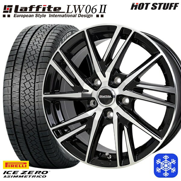 【取付対象】195/65R15 ノア ヴォクシー 2022～2023年製 ピレリ アイスゼロアシンメトリコ HotStuff ラフィット LW06 BK/P 15インチ 6.0J 5H114.3 スタッドレスタイヤホイール4本セット