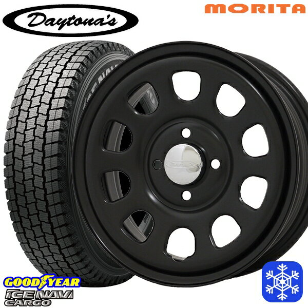 145R12 6PR （145/80R12） 2024〜2025年製 グッドイヤー アイスナビカーゴ MRT DAYTONA'S G2 デイトナズ マットブラック 12インチ 4.0J 4H100+42 送料無料 冬タイヤホイール4本セット