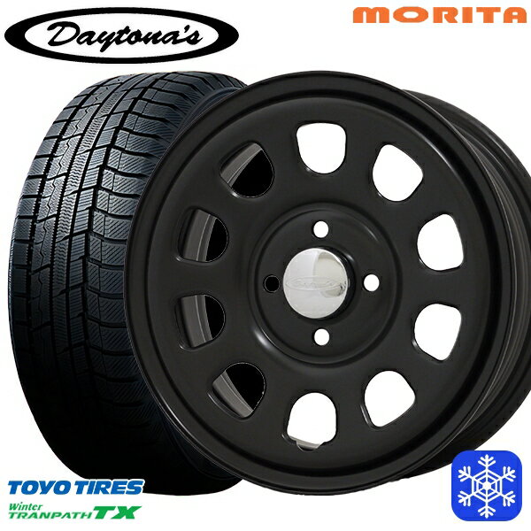165/55R15 N-BOX タント 2022〜2023年製 トーヨー ウィンター トランパス TX MRT DAYTONA'S G2 デイトナズ マットブラック 15インチ 5.0J 4H100+45 送料無料 冬タイヤホイール4本セット