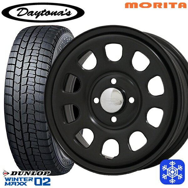 165/55R15 N-BOX タント 2024〜2025年製 ダンロップ ウィンターマックス WM02 MRT DAYTONA'S G2 デイトナズ マットブラック 15インチ 5.0J 4H100+45 送料無料 冬タイヤホイール4本セット